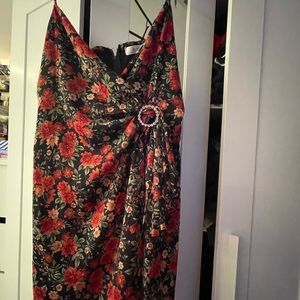Faux wrap floral mini dress
